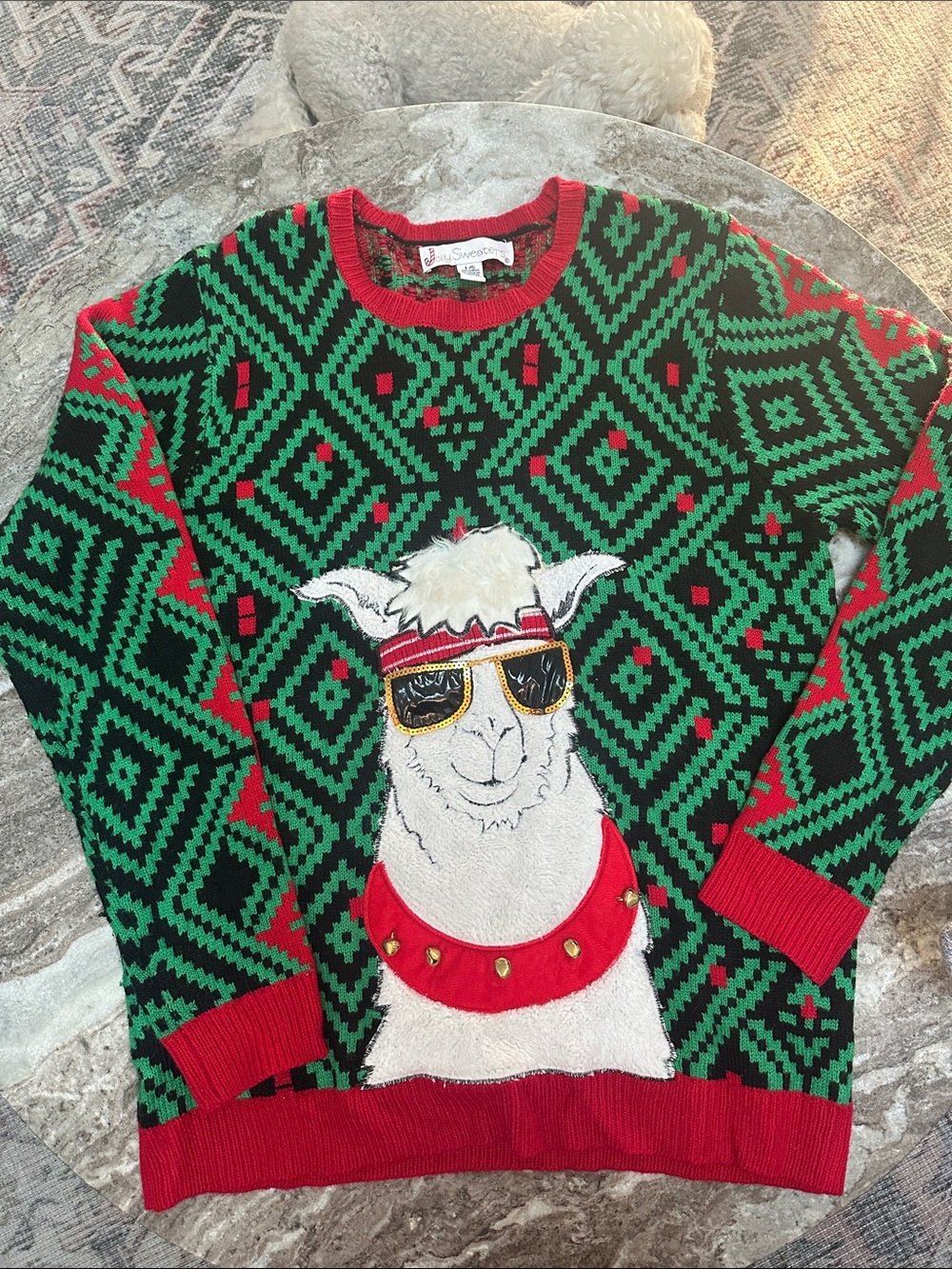 4/$25 Jolly Sweaters Llama Jingle Bells "Cool" Ugly Christmas Sweater Unisex L